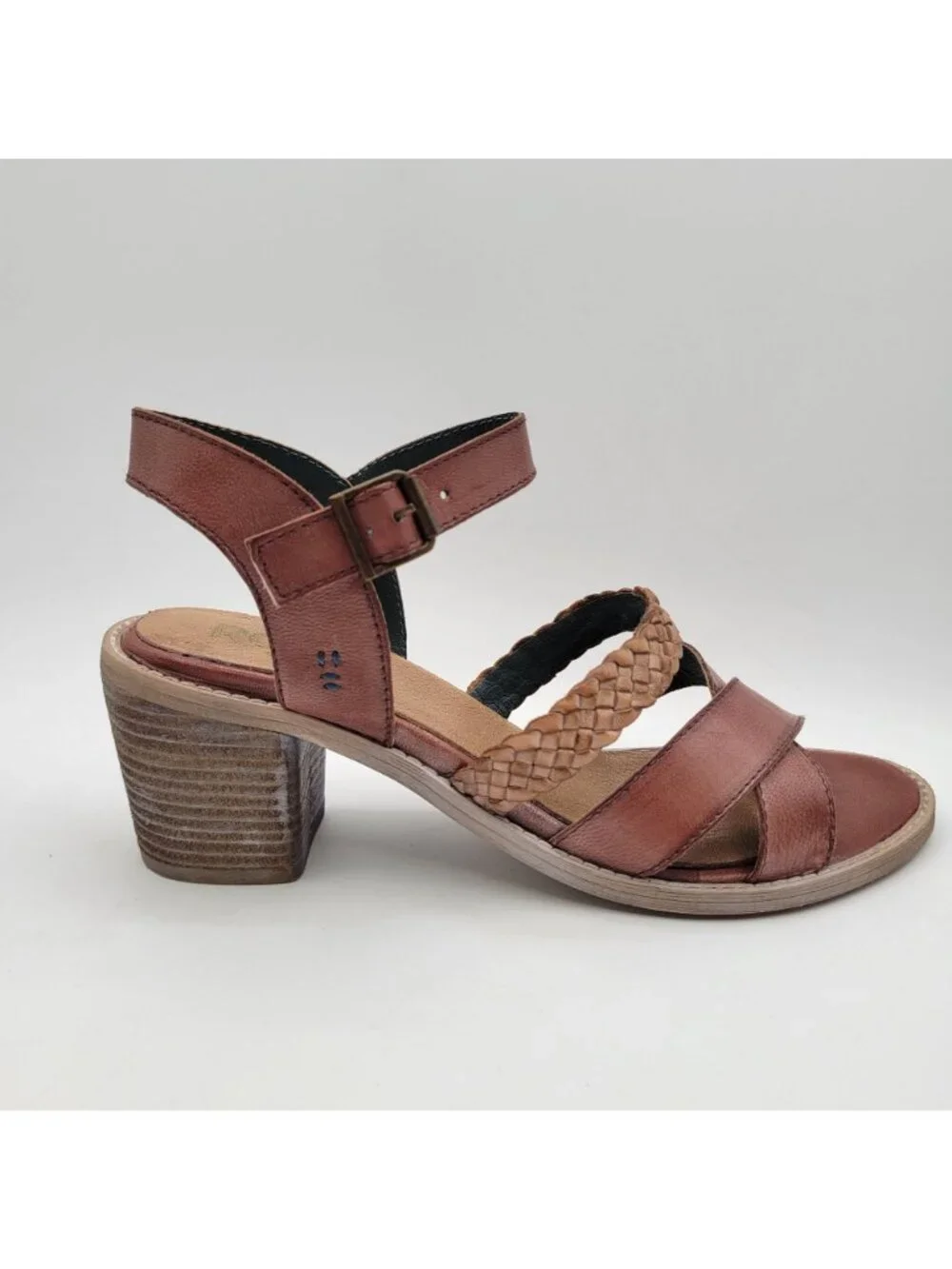 Women’s Brown Leather Block Heel Sandals